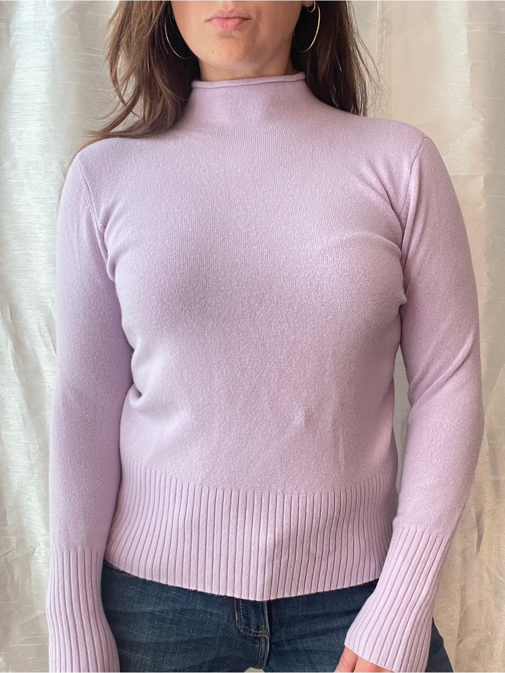 French Connection Mock Neck Sweater Womens Small Lavender Purple Preppy Coquette
